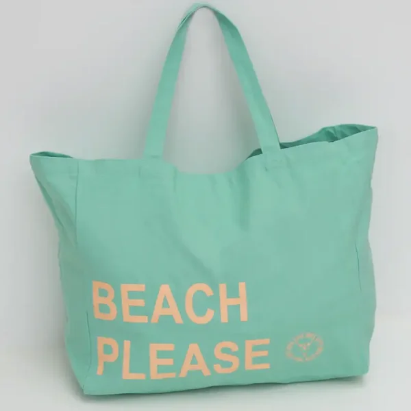 -50% korting, Grote canvas strandtas, turquoise