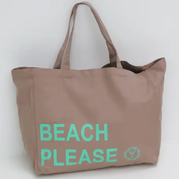 -50% korting, Grote canvas strandtas, taupe