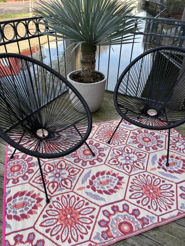 Buitenkleed 120-180cm, rood/geel/blauw