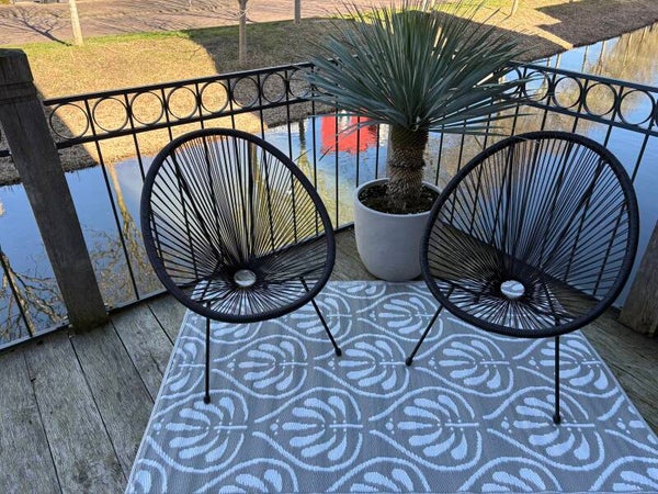 Buitenkleed 120-180cm, zilver/wit