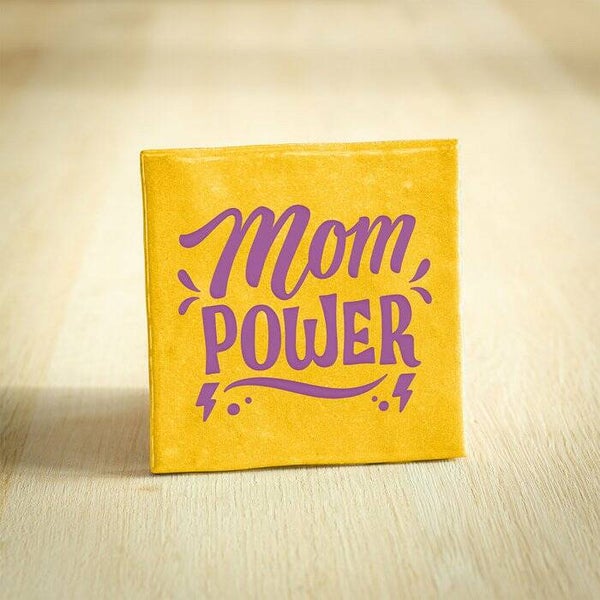 -70%, Tegeltje - Mom Power | Geel & Paars | 10x10cm