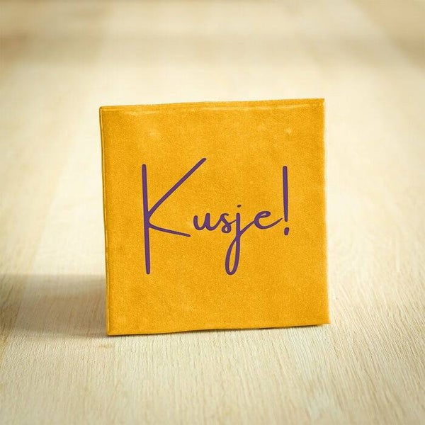 -70%, Tegeltje - Kusje! | Geel | 10x10cm