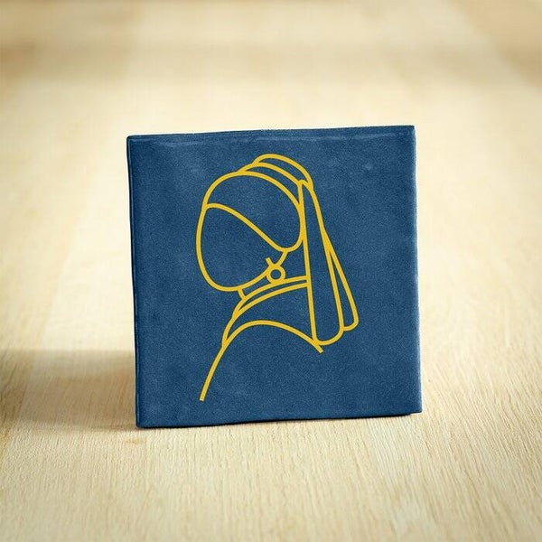 -70%, Tegeltje - Meisje met de Parel | Donkerblauw | 10x10cm