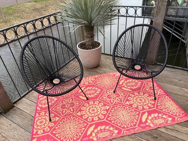 Buitenkleed 120-180cm, roze/creme/oranje