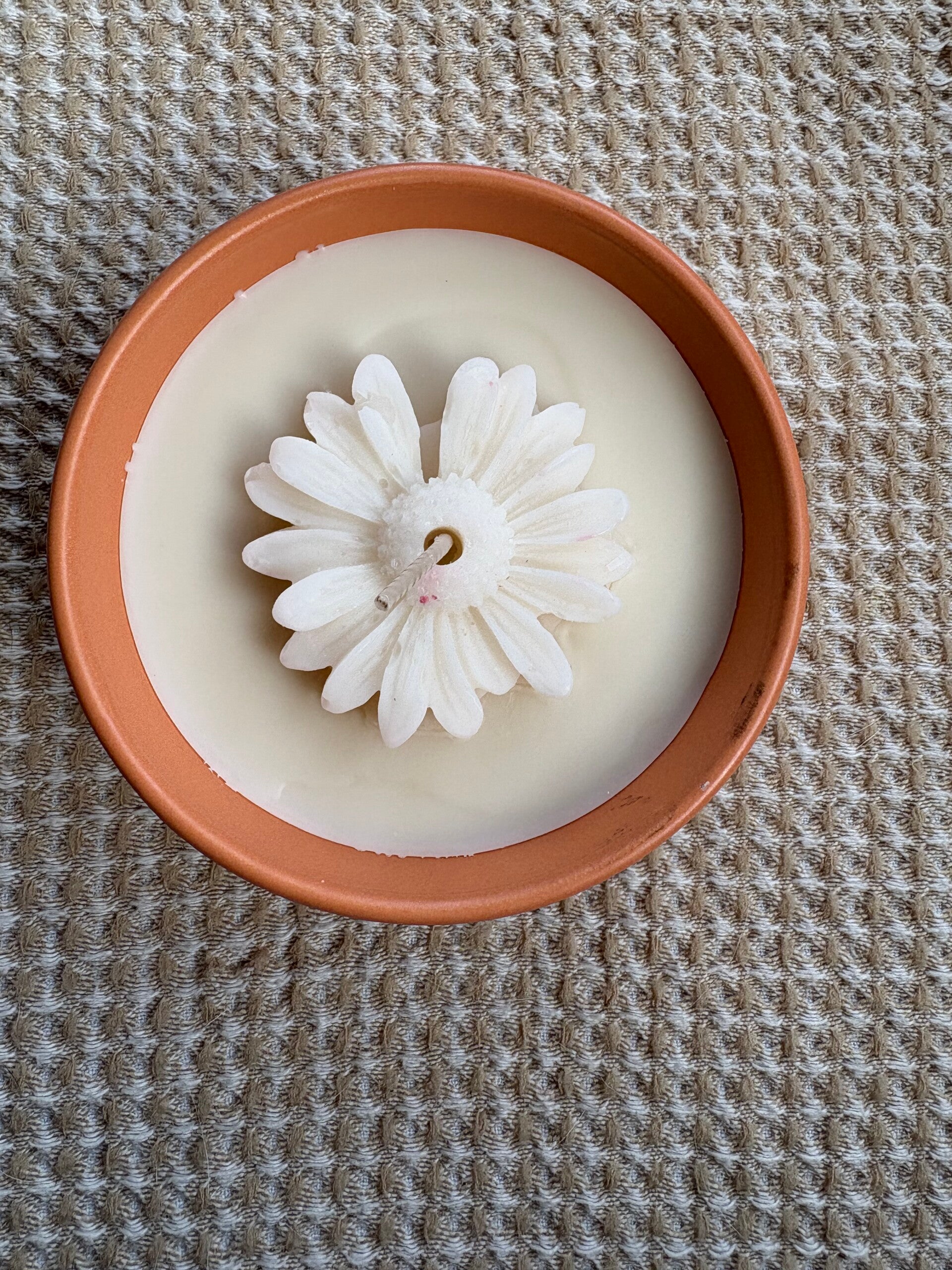 Outdoor flower bowl kaars, crème, maat s