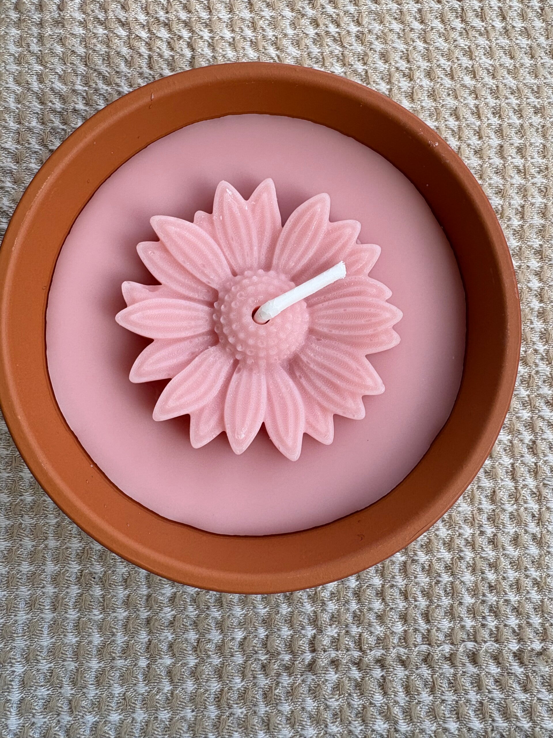 Outdoor flower bowl kaars, roze , maat l