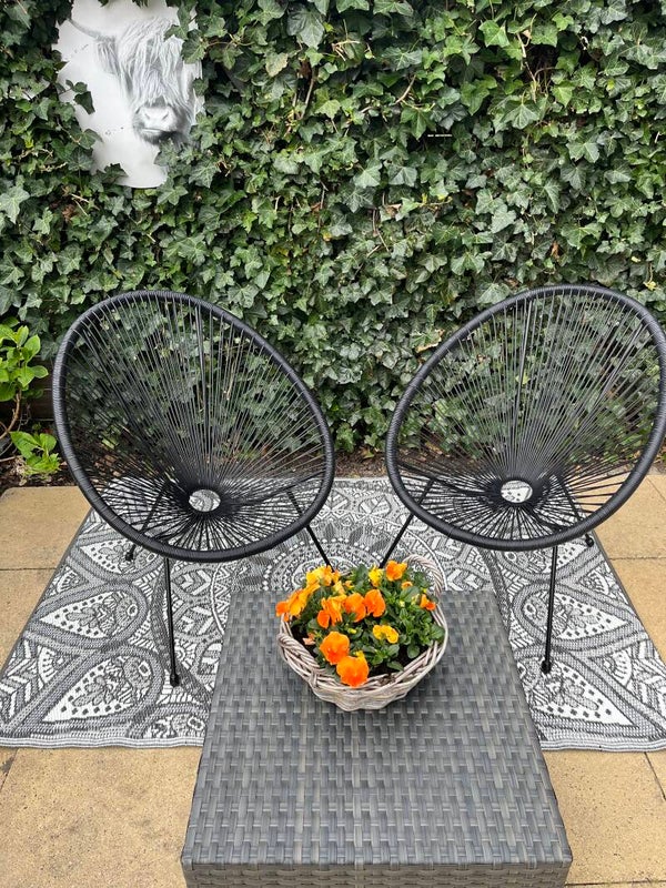 Buitenkleed 120-180cm, grijs/wit, mandala