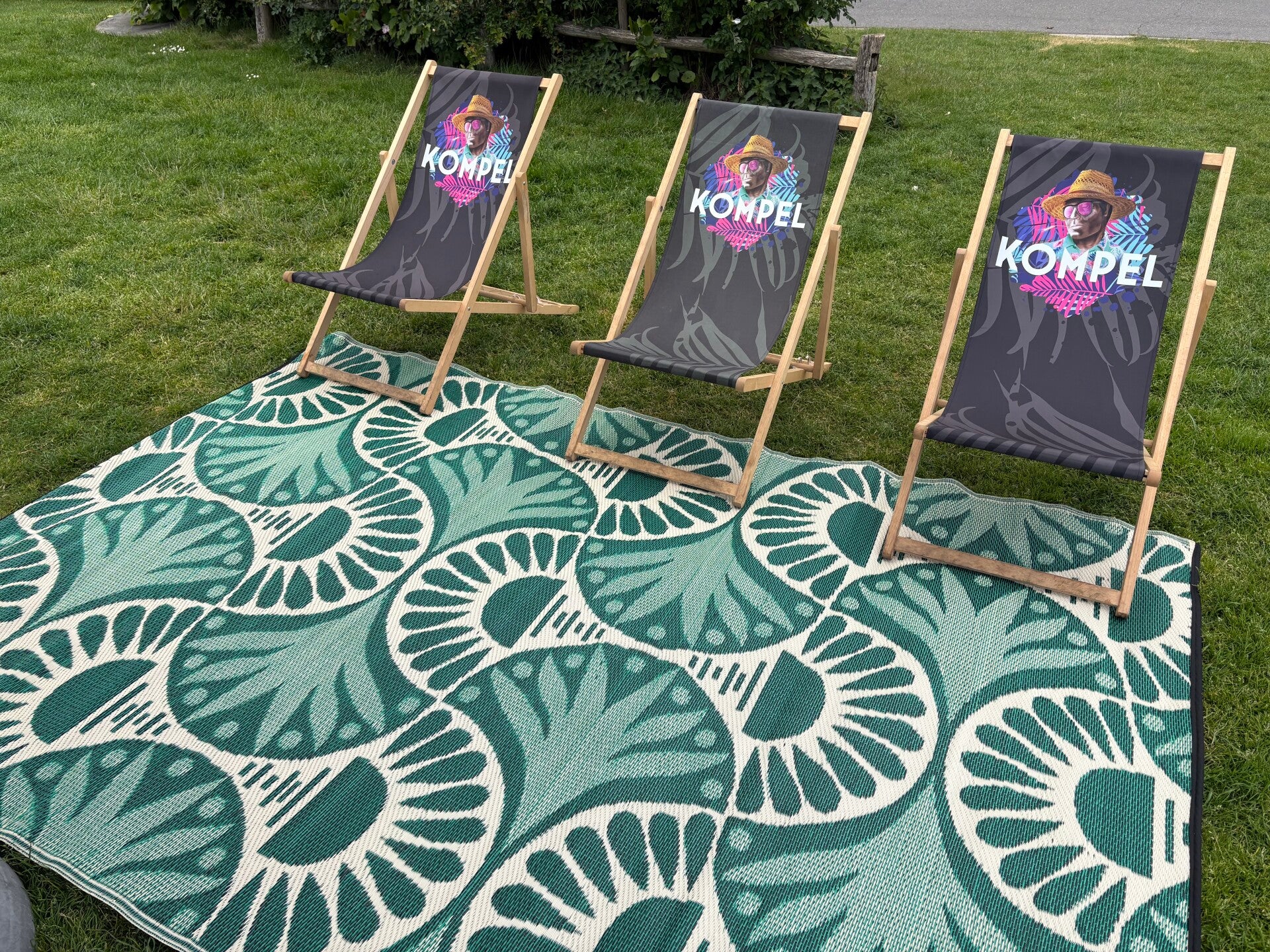 Buitenkleed 180-270cm, groen/zwart/creme