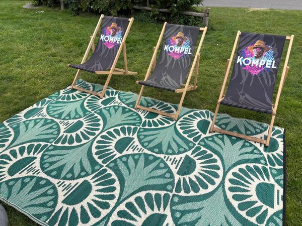 Buitenkleed 180-270cm, groen/zwart/creme