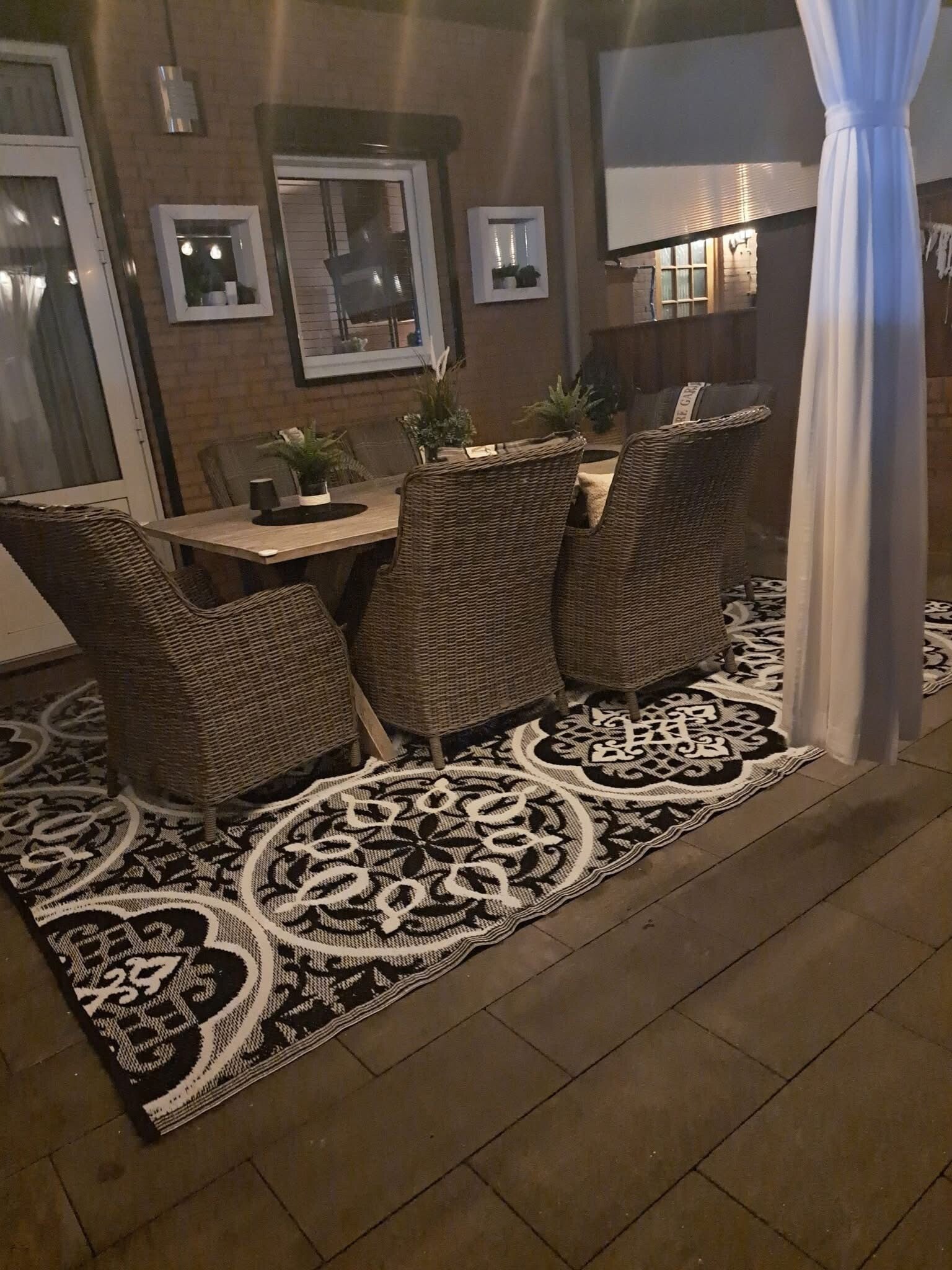 Buitenkleed 270-360cm, zwart/grijs/wit