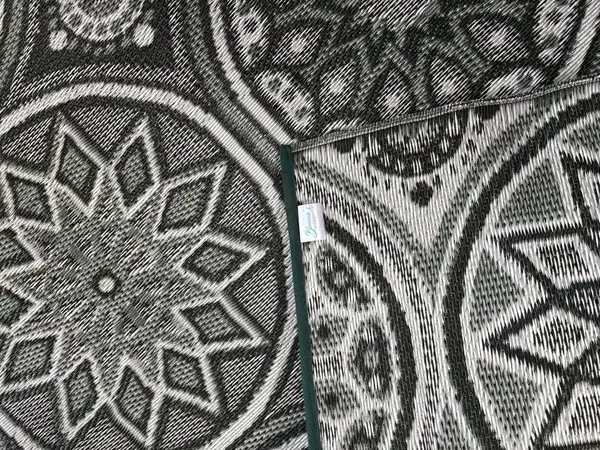 Buitenkleed 120-180cm, zwart/grijs/creme/groen