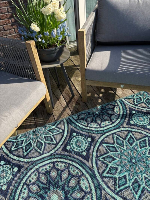 Buitenkleed 120-180cm, blauw/paars/roze
