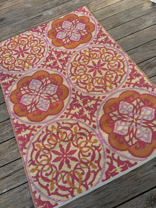 Buitenkleed 120-180cm, roze/oranje