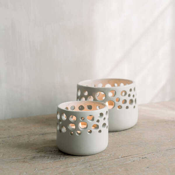 -40% korting, Timor waxinelichtjes, set van 2, lichtgrijs