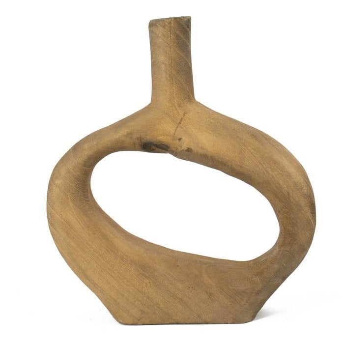 Houten donut vaas walnut, h27cm