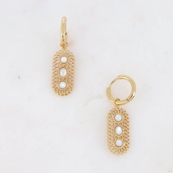 -70% korting, Gouden Amber Oorbellen, Blanc