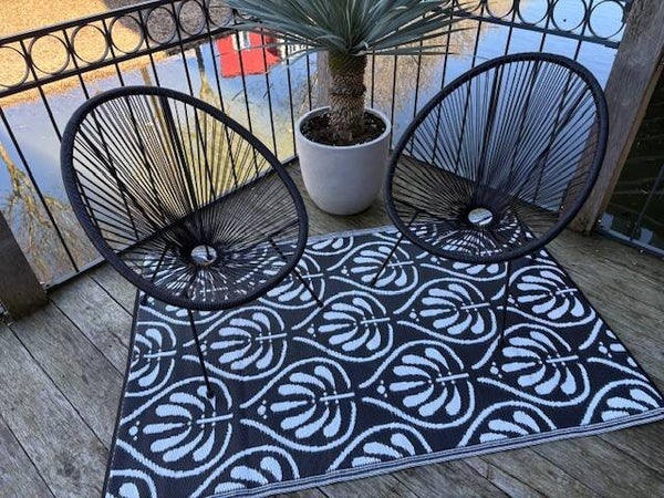 Buitenkleed 120-180cm, zwart/wit