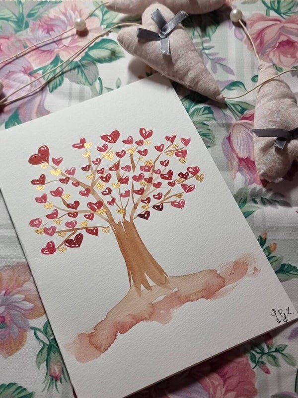 Carte double L'Arbre des Coeurs Dorés