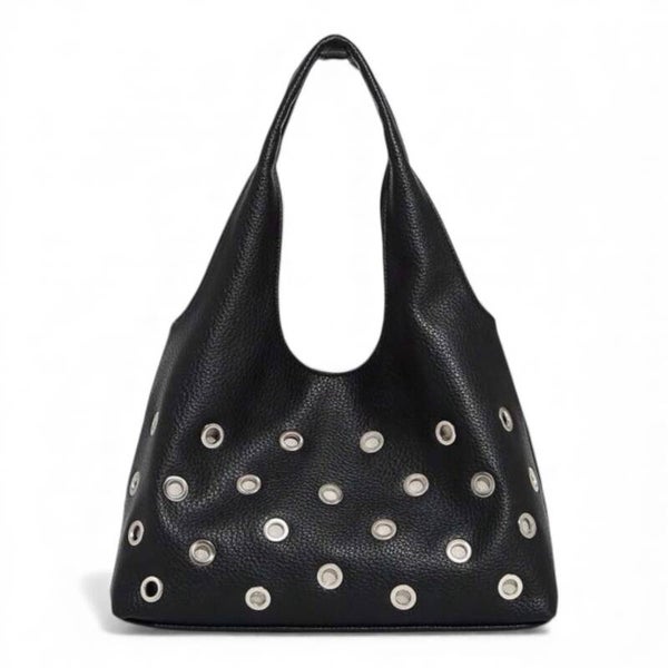 Schoudertas zwart met studs