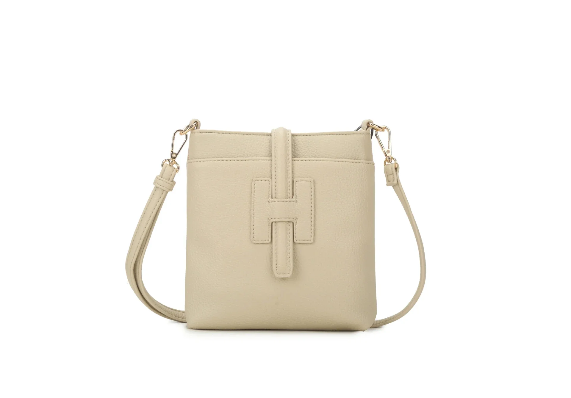 Beige compacte crossbodytas Lyon