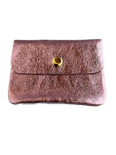 Mini lederen portemonnee Lichtroze metallic