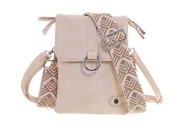 Natural telefoon- en schoudertasje Hartford