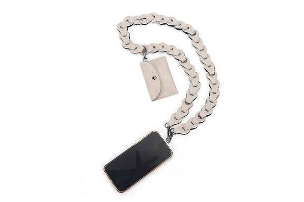 Zilver  telefoonkoord met portemonneetje Jip