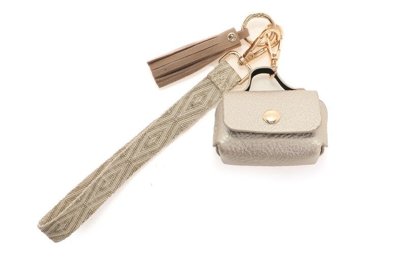 Champagne sleutelhanger / bag charms met portemonneetje Job