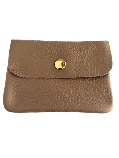 Mini lederen portemonee Nude