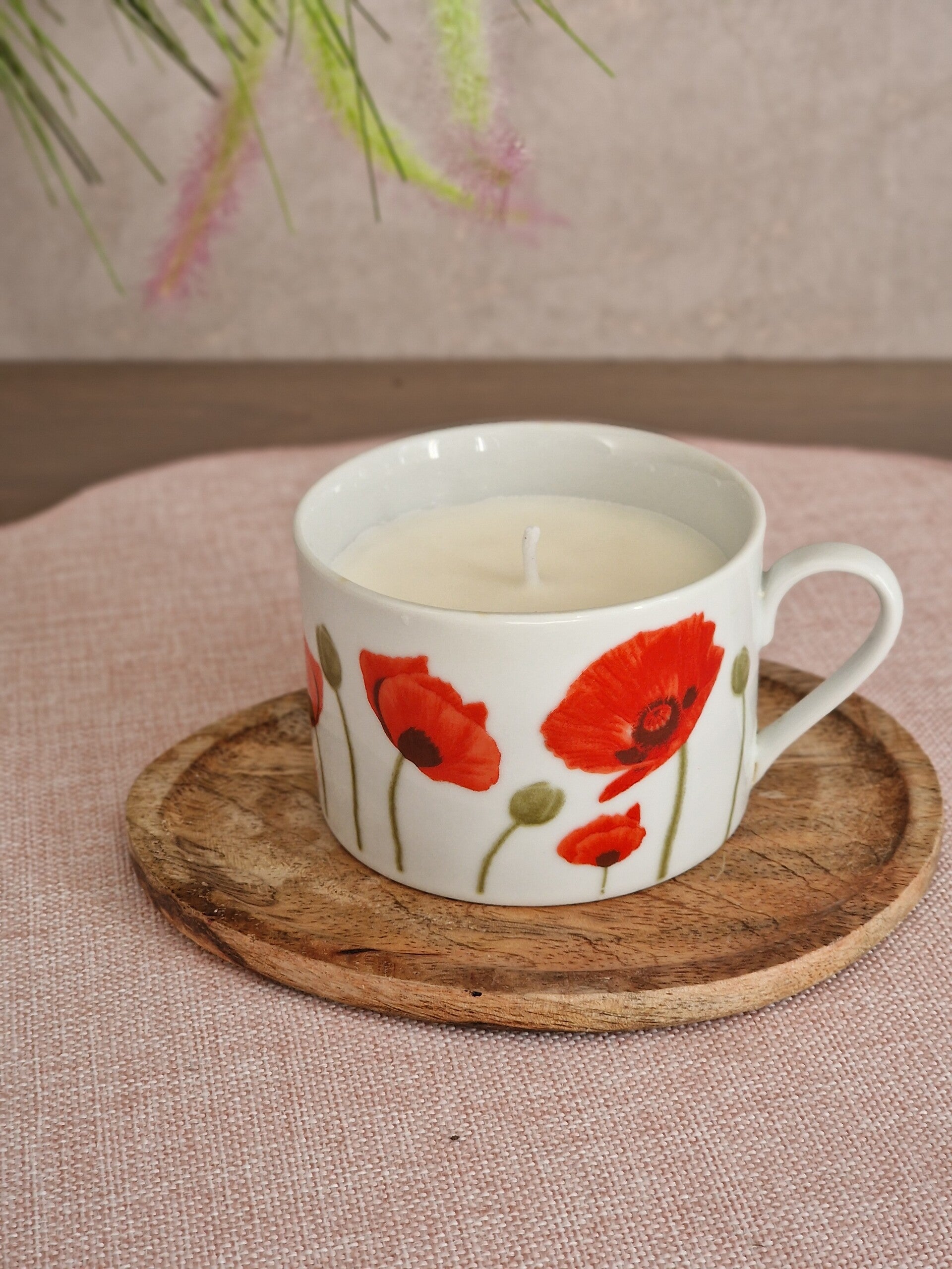 Bougie Tasse Florale - Parfum Coquelicot