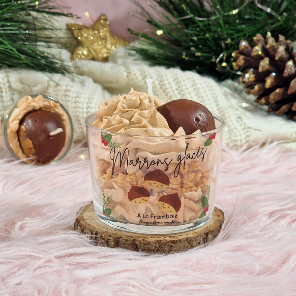 Bougie de Noël Marrons Glacés – Délice d’Hiver