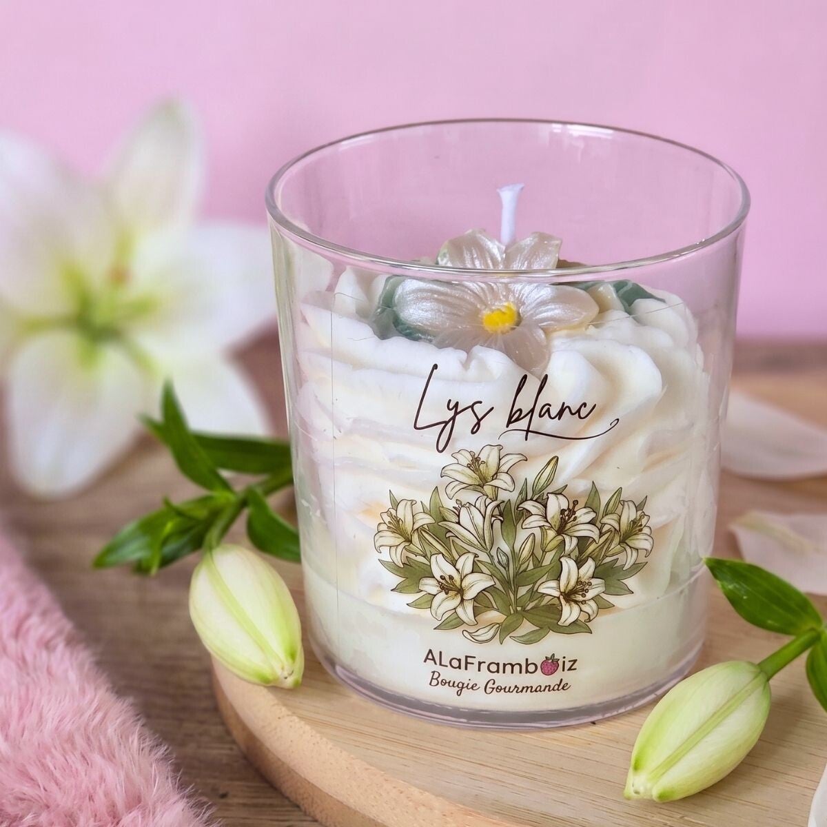 Bougie fleur parfumée Lys Blanc - Un instant délicat