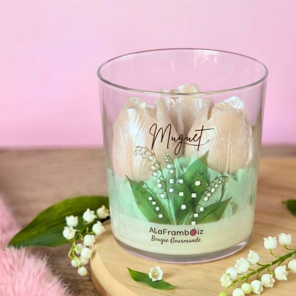 Bougie fleur parfumée Muguet - Un brin de Bonheur