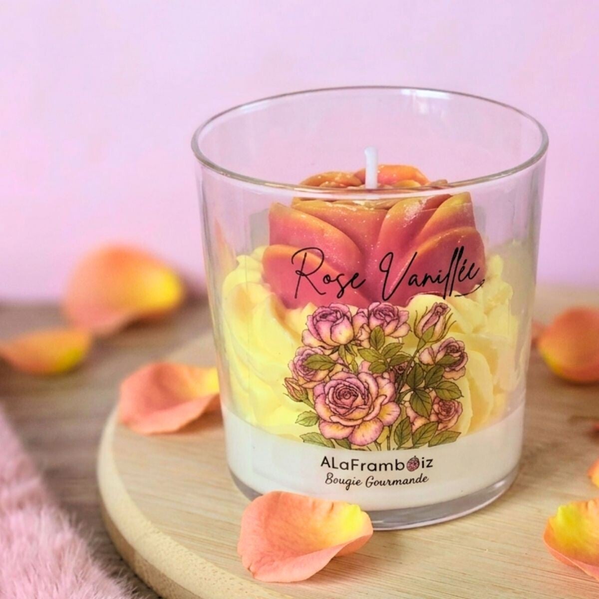 Bougie fleur parfumée Rose Vanillée - Une douceur infinie
