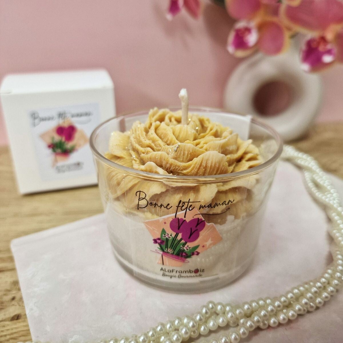 Bougie fleur Vanille ambrée — Édition Bonne Fête Maman