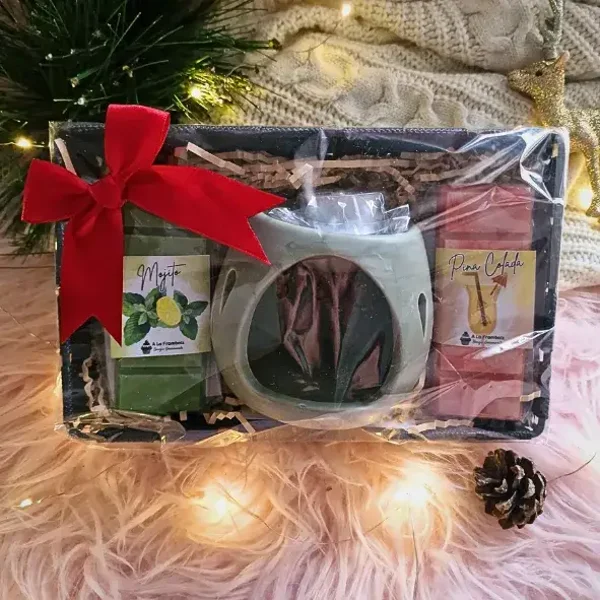 Coffret cadeau  - Brûle-parfum kaki & Fondants parfumés