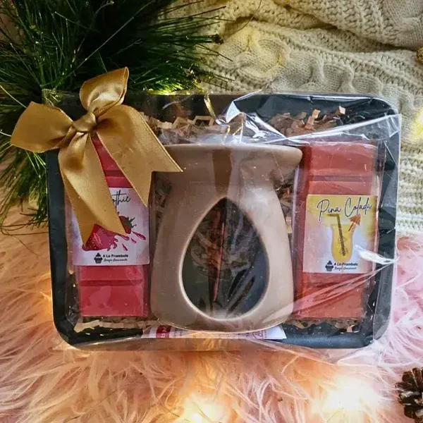 Coffret cadeau  - Brûle-parfum marron clair  & Fondants parfumés