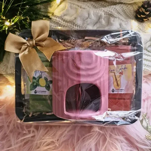 Coffret cadeau - Brûle-parfum rose pink  & Fondants parfumés