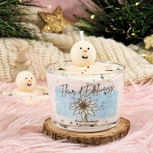 Bougie de Noël Fleur d’Edelweiss – Douceur des Sommets