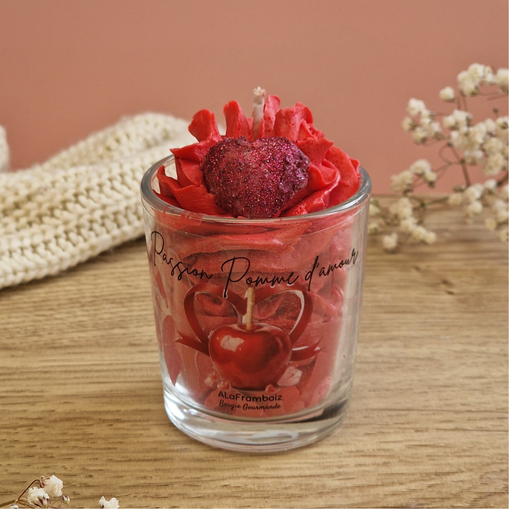 Petite Bougie gourmande Pomme d'amour - St Valentin