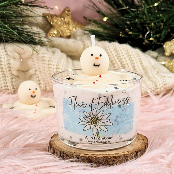Bougie de Noël Fleur d’Edelweiss – Douceur des Sommets