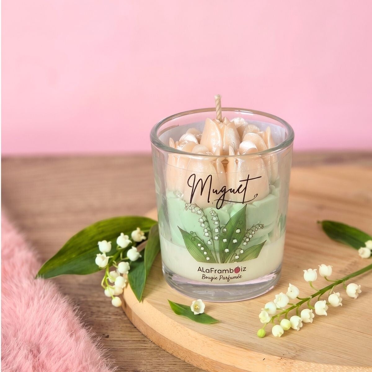 Petite bougie fleur parfumée Muguet - Un petit porte Bonheur