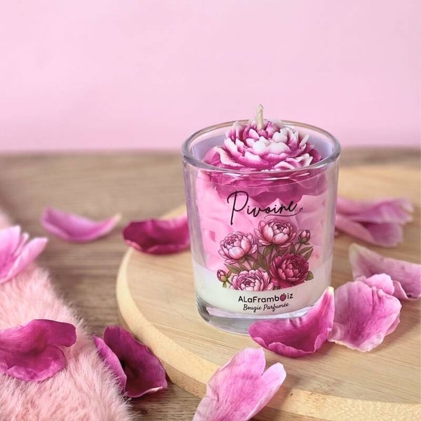 Petite bougie fleur parfumée Pivoine - Une parenthèse florale
