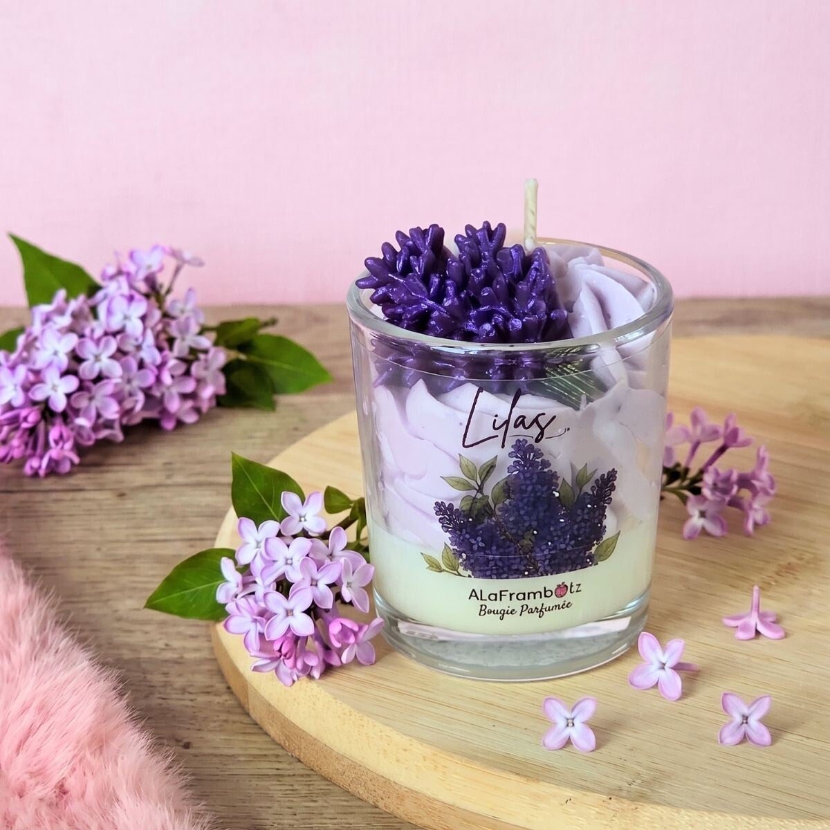 Petite bougie fleur parfumée Lilas - Une bulle de tendresse