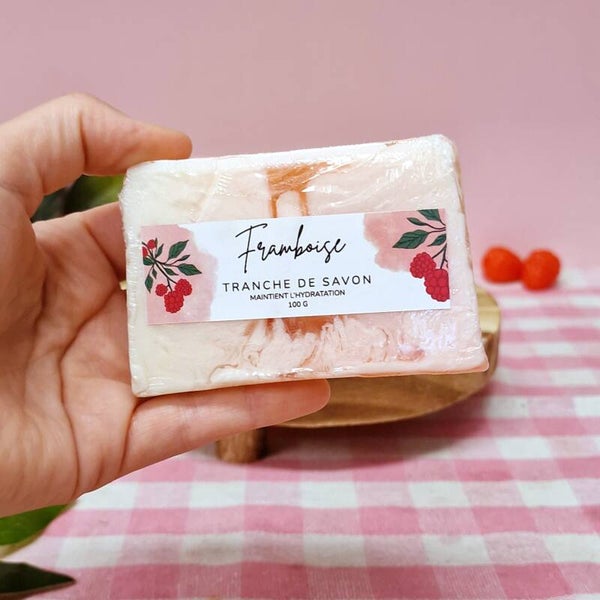 Tranche de savon doux Framboise - Douceur et soin pour votre peau