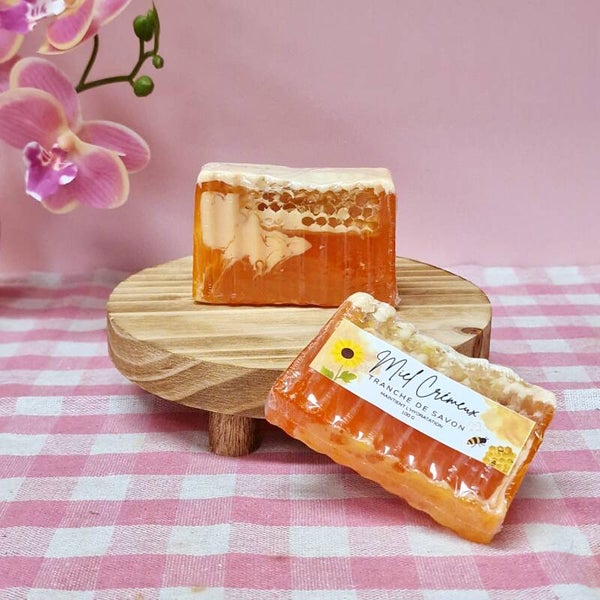 Tranche de savon doux Miel crémeux - Douceur et soin pour votre peau