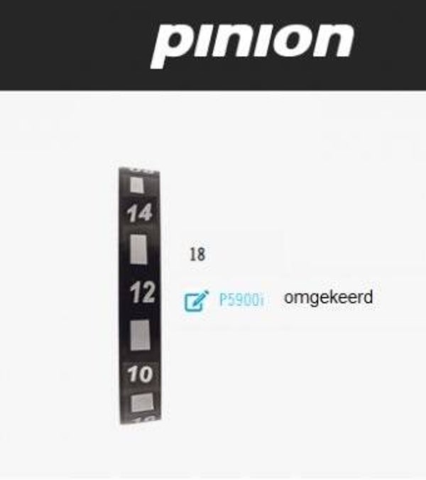 Pinion getallenring 18 omgekeerd