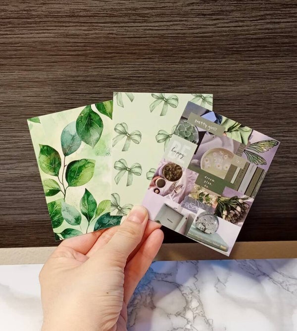 🌿 Cartoncini Decorativi Plastificati – Green Aesthetic