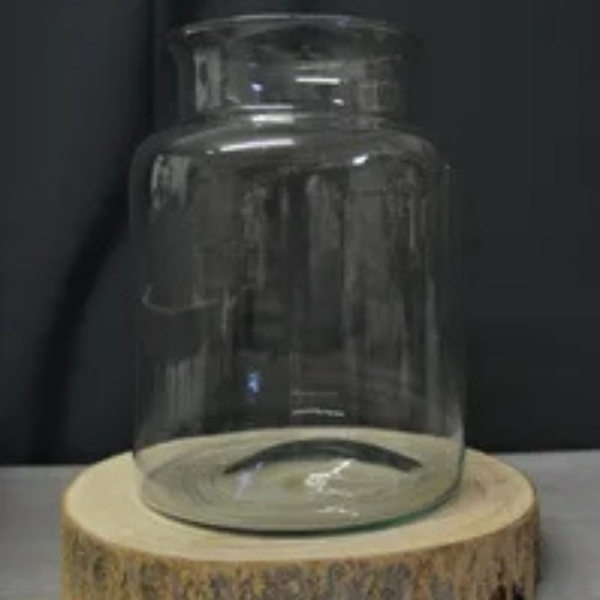 Doorschijnende vaas bij boeket - H26cm D17cm