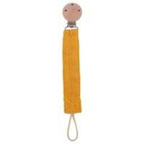 Gepersonaliseerd Speenkoord met naam Geborduurd Mosterdgeel